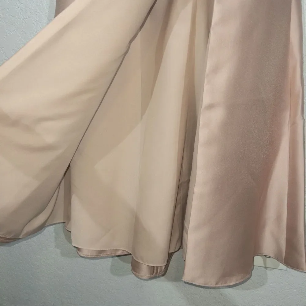 NWT Alfred Sung Cameo Satin Off The Shoulder Floor Length Gown Size 4 - Picture 3 of 9